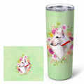 Bull Terrier Green Flowers Stainless Steel Skinny Tumbler 20 oz Vacuum Double Walled Reusable Insulated Travel Cup