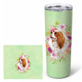 Cavalier King Charles Spaniel Green Flowers Stainless Steel Skinny Tumbler 20 oz Vacuum Double Walled Reusable Insulated Travel Cup