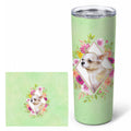 Chihuahua #2 Green Flowers Stainless Steel Skinny Tumbler 20 oz Vacuum Double Walled Reusable Insulated Travel Cup