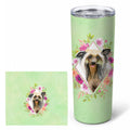 Chinese Crested Green Flowers Stainless Steel Skinny Tumbler 20 oz Vacuum Double Walled Reusable Insulated Travel Cup
