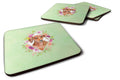 Dachshund Red #2 Green Flowers Foam Coasters Set of 4 Cup Coasters for Indoor Outdoor, Tabletop Protection, Anti Slip, Mouse pad Material
