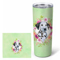 Dalmatian Puppy Green Flowers Stainless Steel Skinny Tumbler 20 oz Vacuum Double Walled Reusable Insulated Travel Cup