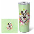 Eastern German Shepherd Green Flowers Stainless Steel Skinny Tumbler 20 oz Vacuum Double Walled Reusable Insulated Travel Cup