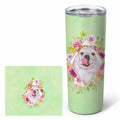 English Bulldog Green Flowers Stainless Steel Skinny Tumbler 20 oz Vacuum Double Walled Reusable Insulated Travel Cup