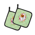 Jack Russell Terrier #2 Green Flowers Pot Holder Set of 2 Heat Resistant Quilted Hot Pads 7.5 x 7.5 Inch, Insulated Kitchen Trivets for Cooking & Baking