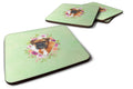 German Boxer Green Flowers Foam Coasters Set of 4 Cup Coasters for Indoor Outdoor, Tabletop Protection, Anti Slip, Mouse pad Material
