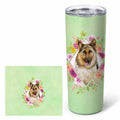 German Shepherd #1 Green Flowers Stainless Steel Skinny Tumbler 20 oz Vacuum Double Walled Reusable Insulated Travel Cup