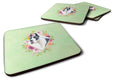 Great Dane Green Flowers Foam Coasters Set of 4 Cup Coasters for Indoor Outdoor, Tabletop Protection, Anti Slip, Mouse pad Material