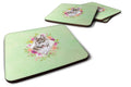 Siberian Husky #2 Green Flowers Foam Coasters Set of 4 Cup Coasters for Indoor Outdoor, Tabletop Protection, Anti Slip, Mouse pad Material