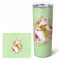 Italian Greyhound Green Flowers Stainless Steel Skinny Tumbler 20 oz Vacuum Double Walled Reusable Insulated Travel Cup