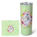 Maltese Green Flowers Stainless Steel Skinny Tumbler 20 oz Vacuum Double Walled Reusable Insulated Travel Cup