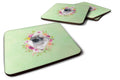 Moscow Watchdog Green Flowers Foam Coasters Set of 4 Cup Coasters for Indoor Outdoor, Tabletop Protection, Anti Slip, Mouse pad Material