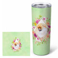 Pomeranian #2 Green Flowers Stainless Steel Skinny Tumbler 20 oz Vacuum Double Walled Reusable Insulated Travel Cup