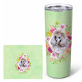 Standard Grey Poodle Green Flowers Stainless Steel Skinny Tumbler 20 oz Vacuum Double Walled Reusable Insulated Travel Cup