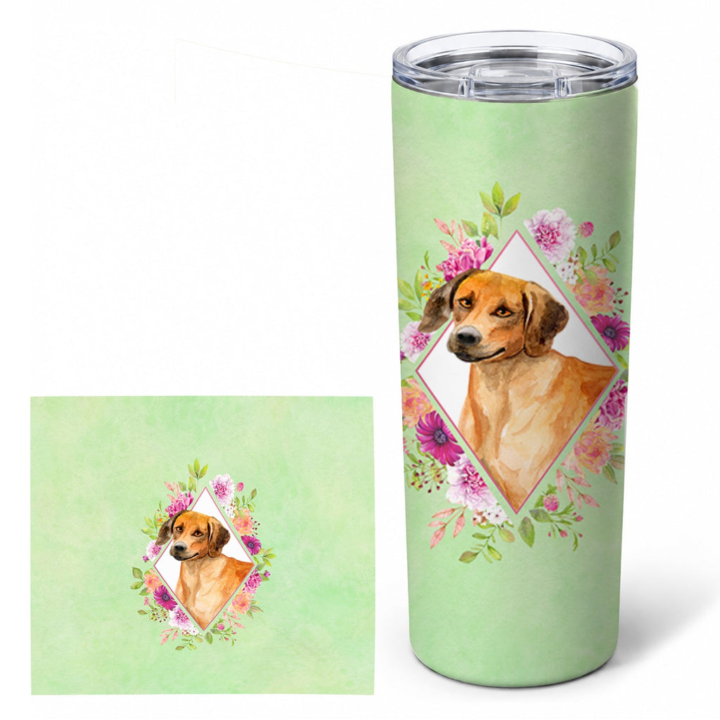 Rhodesian Ridgeback Green Flowers Stainless Steel Skinny Tumbler 20 oz Vacuum Double Walled Reusable Insulated Travel Cup