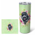 Russian Black Terrier Green Flowers Stainless Steel Skinny Tumbler 20 oz Vacuum Double Walled Reusable Insulated Travel Cup