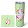 Samoyed Green Flowers Stainless Steel Skinny Tumbler 20 oz Vacuum Double Walled Reusable Insulated Travel Cup