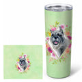 Schnauzer Green Flowers Stainless Steel Skinny Tumbler 20 oz Vacuum Double Walled Reusable Insulated Travel Cup