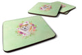 Shiba Inu Green Flowers Foam Coasters Set of 4 Cup Coasters for Indoor Outdoor, Tabletop Protection, Anti Slip, Mouse pad Material