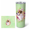 Saint Bernard #1 Green Flowers Stainless Steel Skinny Tumbler 20 oz Vacuum Double Walled Reusable Insulated Travel Cup