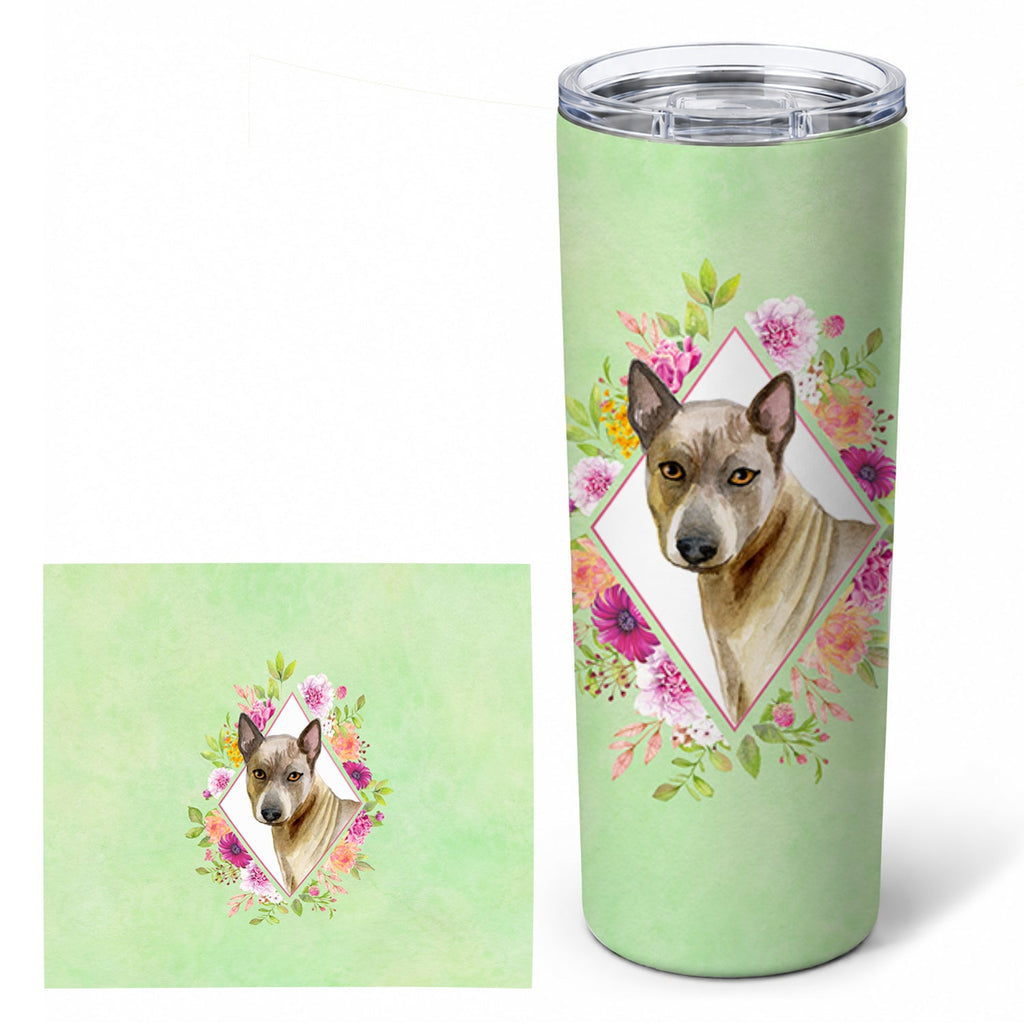 Thai Ridgeback Green Flowers Stainless Steel Skinny Tumbler 20 oz Vacuum Double Walled Reusable Insulated Travel Cup