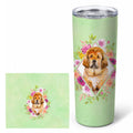 Tibetian Mastiff Puppy Green Flowers Stainless Steel Skinny Tumbler 20 oz Vacuum Double Walled Reusable Insulated Travel Cup