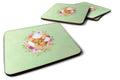 Toy Terrier Green Flowers Foam Coasters Set of 4 Cup Coasters for Indoor Outdoor, Tabletop Protection, Anti Slip, Mouse pad Material