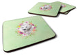 West Highland White Terrier Green Flowers Foam Coasters Set of 4 Cup Coasters for Indoor Outdoor, Tabletop Protection, Anti Slip, Mouse pad Material