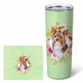 Yorkshire Terrier #1 Green Flowers Stainless Steel Skinny Tumbler 20 oz Vacuum Double Walled Reusable Insulated Travel Cup