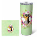 Black Miniature Pinscher Green Flowers Stainless Steel Skinny Tumbler 20 oz Vacuum Double Walled Reusable Insulated Travel Cup