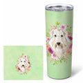 Wheaten Terrier Green Flowers Stainless Steel Skinny Tumbler 20 oz Vacuum Double Walled Reusable Insulated Travel Cup