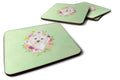 Westie  Green Flowers Foam Coasters Set of 4 Cup Coasters for Indoor Outdoor, Tabletop Protection, Anti Slip, Mouse pad Material