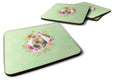Airedale Terrier Green Flowers Foam Coasters Set of 4 Cup Coasters for Indoor Outdoor, Tabletop Protection, Anti Slip, Mouse pad Material