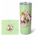 Airedale Terrier Green Flowers Stainless Steel Skinny Tumbler 20 oz Vacuum Double Walled Reusable Insulated Travel Cup