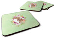 Dachshund Green Flowers Foam Coasters Set of 4 Cup Coasters for Indoor Outdoor, Tabletop Protection, Anti Slip, Mouse pad Material