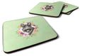 Scottish Terrier Green Flowers Foam Coasters Set of 4 Cup Coasters for Indoor Outdoor, Tabletop Protection, Anti Slip, Mouse pad Material