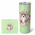 Schnauzer #1 Green Flowers Stainless Steel Skinny Tumbler 20 oz Vacuum Double Walled Reusable Insulated Travel Cup