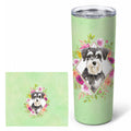 Schnauzer #2 Green Flowers Stainless Steel Skinny Tumbler 20 oz Vacuum Double Walled Reusable Insulated Travel Cup