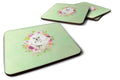 Maltese Green Flowers Foam Coasters Set of 4 Cup Coasters for Indoor Outdoor, Tabletop Protection, Anti Slip, Mouse pad Material