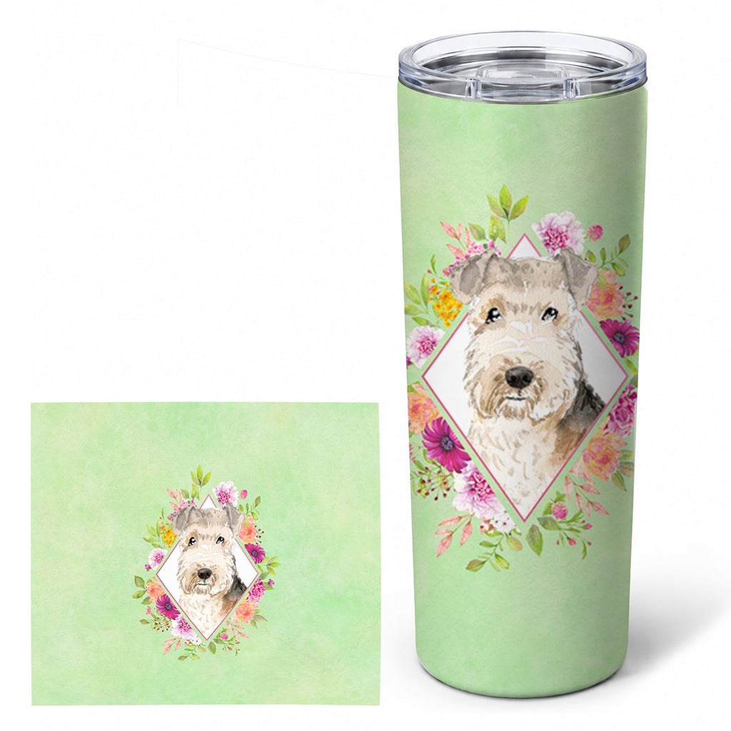 Lakeland Terrier Green Flowers Stainless Steel Skinny Tumbler 20 oz Vacuum Double Walled Reusable Insulated Travel Cup
