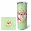 Yellow Lab Green Flowers Stainless Steel Skinny Tumbler 20 oz Vacuum Double Walled Reusable Insulated Travel Cup
