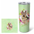 German Shepherd Green Flowers Stainless Steel Skinny Tumbler 20 oz Vacuum Double Walled Reusable Insulated Travel Cup