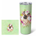 Fawn French Bulldog Green Flowers Stainless Steel Skinny Tumbler 20 oz Vacuum Double Walled Reusable Insulated Travel Cup