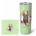 Doberman Pinsher Green Flowers Stainless Steel Skinny Tumbler 20 oz Vacuum Double Walled Reusable Insulated Travel Cup