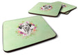 Dalmatian Green Flowers Foam Coasters Set of 4 Cup Coasters for Indoor Outdoor, Tabletop Protection, Anti Slip, Mouse pad Material