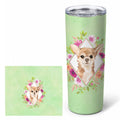 Chihuahua Green Flowers Stainless Steel Skinny Tumbler 20 oz Vacuum Double Walled Reusable Insulated Travel Cup
