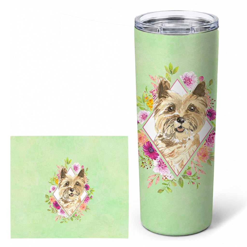 Cairn Terrier Green Flowers Stainless Steel Skinny Tumbler 20 oz Vacuum Double Walled Reusable Insulated Travel Cup