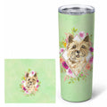 Cairn Terrier Green Flowers Stainless Steel Skinny Tumbler 20 oz Vacuum Double Walled Reusable Insulated Travel Cup