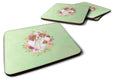 Brittany Spaniel Green Flowers Foam Coasters Set of 4 Cup Coasters for Indoor Outdoor, Tabletop Protection, Anti Slip, Mouse pad Material