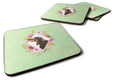 Black and Tan Dachshund Green Flowers Foam Coasters Set of 4 Cup Coasters for Indoor Outdoor, Tabletop Protection, Anti Slip, Mouse pad Material